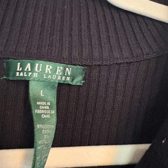 Lauren Ralph Lauren Black and Gold Striped Cowl Neck Sweater - Picture 4 of 6